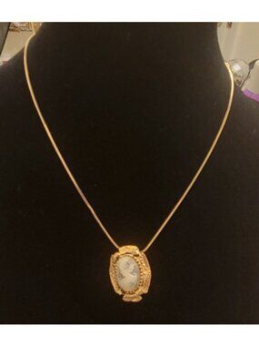 Vintage Gold Tone Cameo Style Single Earring Victorian Revival Pendant